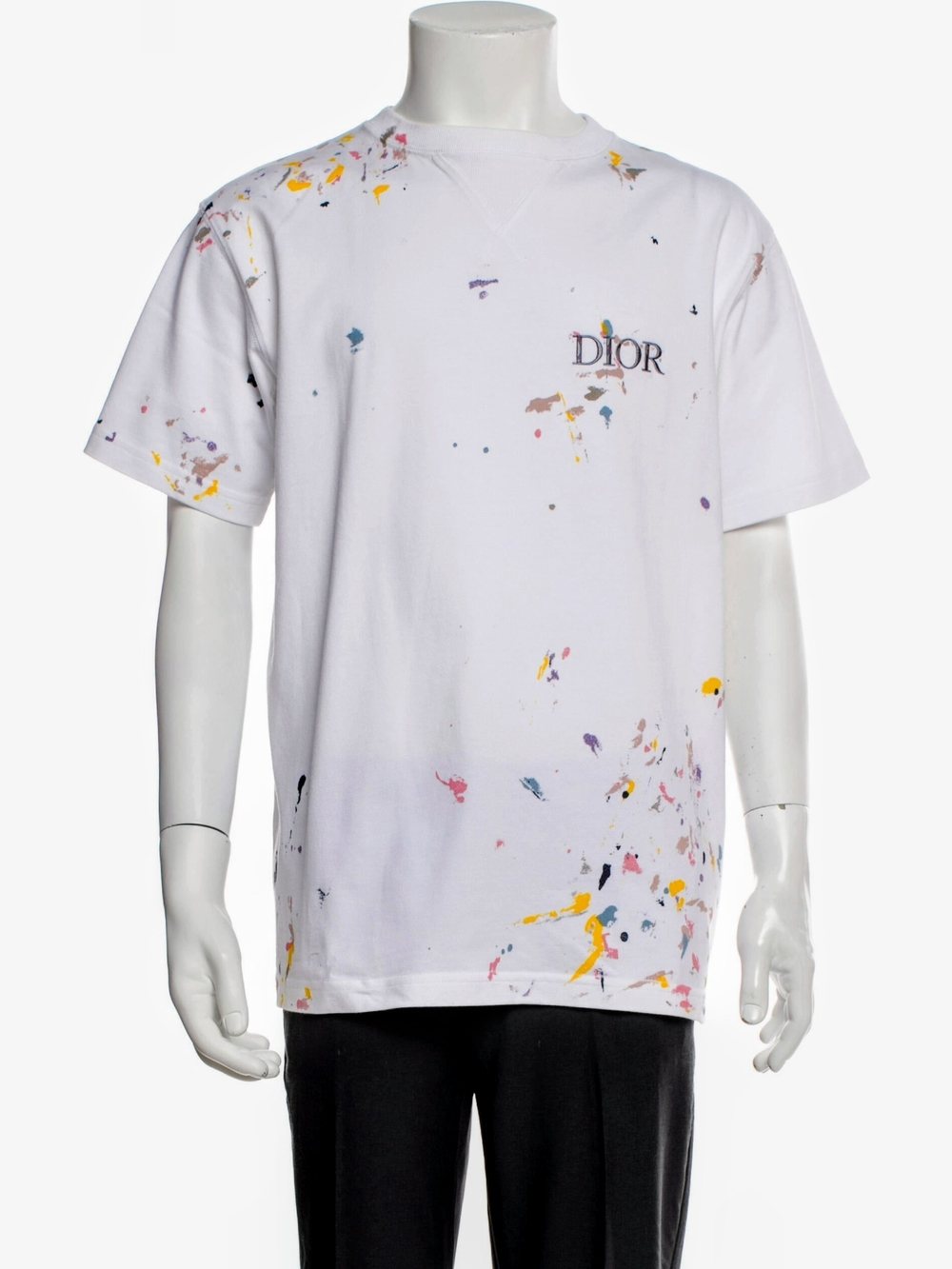 Dior White Paint-Splatter Short-Sleeve T-Shirt for Men🤗🪻